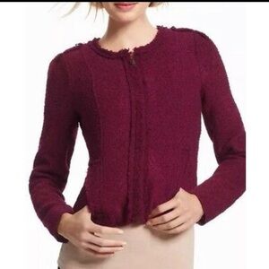 CAbi Women's Britt Boulce Merlot/Burgundy Crop Zip Up Jacket Style#530 Size 4